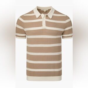 Onia Beige and Cream Striped Polo